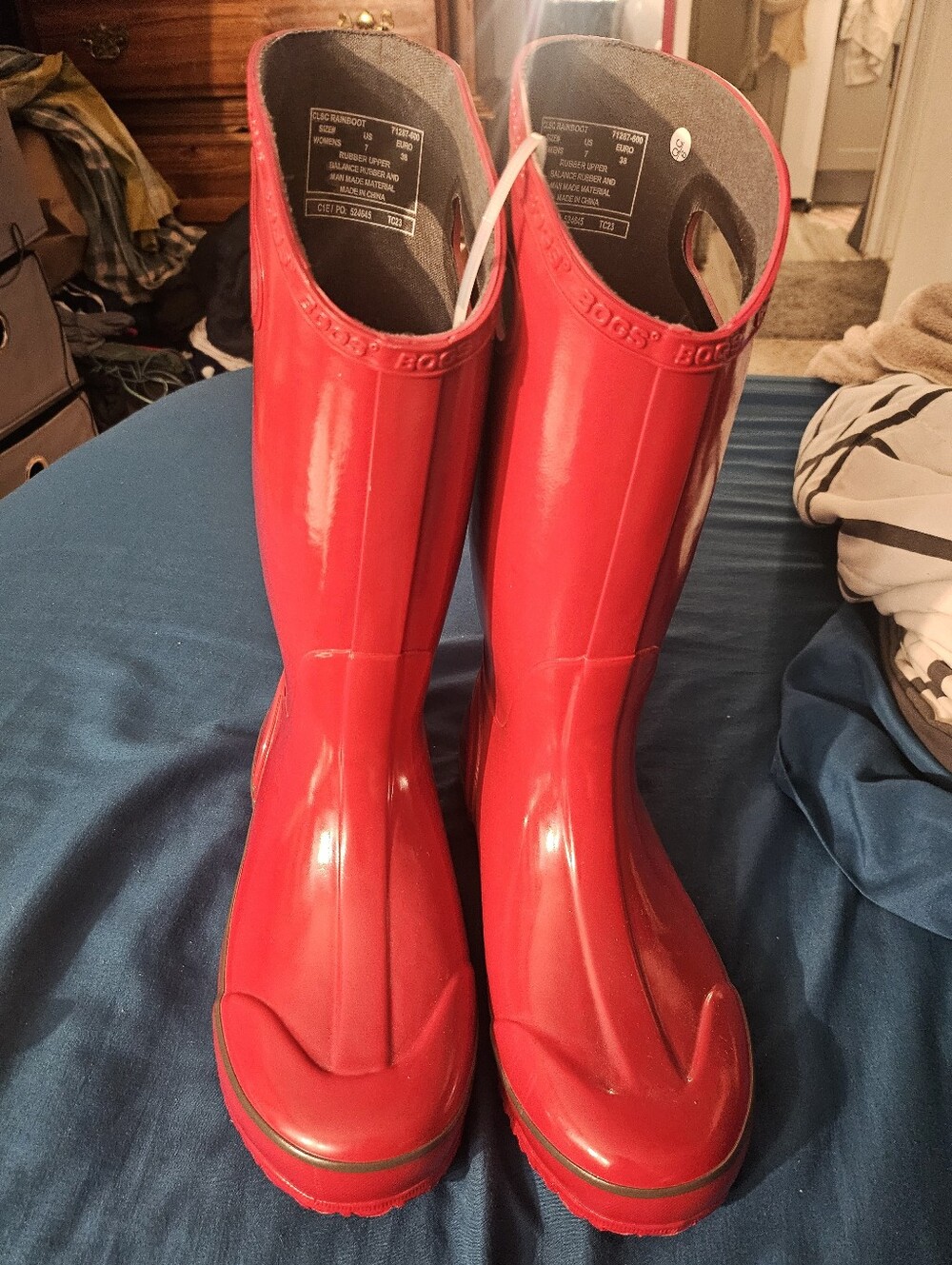 BOGS WOMENS RED RUBBER CLASSIC RAIN BOOTS Size 7